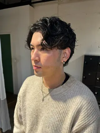 パーマ メンズ 影山 蒼太のヘアスタイル