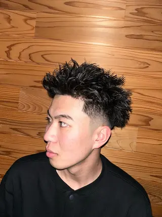 ショート パーマ メンズ 仙庭 風輝のヘアスタイル