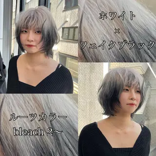 ミディアム カラー イツク ⚡️ ルーツ/ハイトーンのヘアスタイル