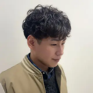 メンズ パーマ 柔らかハイトーン/ 美髪💙ྀི/ミナルのヘアスタイル