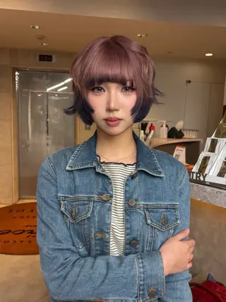 ショート カラー 韓国/レイヤー/ 透明感🩶ひかる🩶のヘアスタイル