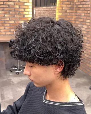 ショート カラー パーマ ヘアアレンジ メンズ キッズ 波巻き/シャドウ/ 特化 福田朝輝のヘアスタイル