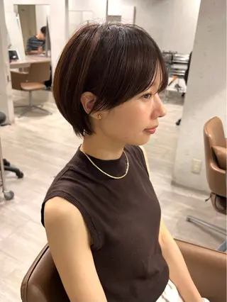 ショート カラー 髪の年齢悩み解消/ 白髪と癖毛 松本雄光のヘアスタイル