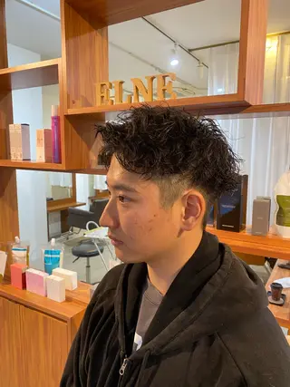ショート パーマ メンズ 縮毛矯正とレイヤー カット/杉村凜汰郎のヘアスタイル