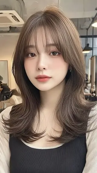 セミロング カラー 韓国×艶ハイトーンが かわいい✨️リオ🍒のヘアスタイル