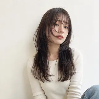 セミロング カラー パーマ ヘアアレンジ 🦋縮毛/レイヤ ー/透明感カラー🦋のヘアスタイル