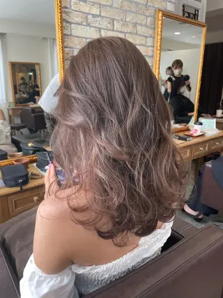 セミロング カラー ヘアアレンジ 髪質改善×レイヤー 🫧松野力也のヘアスタイル