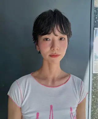 ショート パーマ 藤原 怜央のヘアスタイル