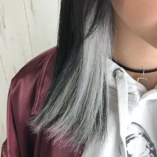 ミディアム カラー インナーカラー 推し ブリーチ 髪質改善のヘアスタイル