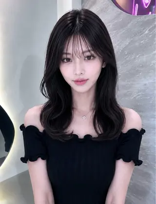 セミロング カラー ヘアアレンジ 🖤kana韓国ヘア 艶髪カラー特化🖤のヘアスタイル