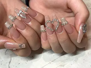 ネイル 韓国/ワンホン/長さ 出しつけ放題🎀のネイルデザイン