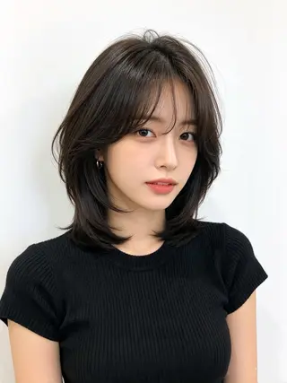 ミディアム カラー ウルフカット 811 大阪梅田 ウルフのヘアスタイル