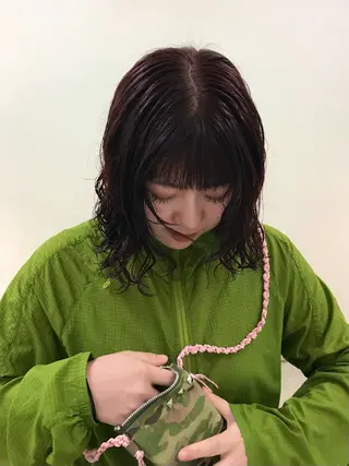 ミディアム カラー パーマ 透明感艶カラー/ リュウジンキョウカのヘアスタイル