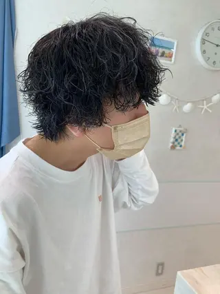 ショート カラー パーマ ヘアアレンジ メンズ ハイトーンカラー🤍 山下 優華のヘアスタイル