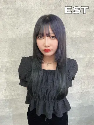 ロング ヘアアレンジ カラー エクステ MORI エクステMARIKAのヘアスタイル