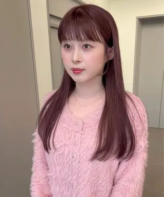 セミロング カラー ヘアアレンジ 似合わせレイヤー ＆縮毛矯正のヘアスタイル
