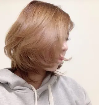 ミディアム カラー パーマ 女性専用 美容室A'imのヘアスタイル