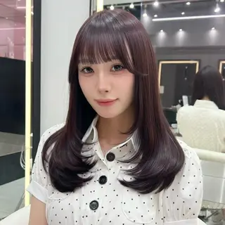 セミロング カラー うる艶カラー×韓国 ヘア/Yumi🎀のヘアスタイル