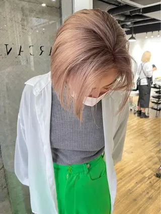 カラー ブリーチ✨ハイライト メンズヘア/アヤノのヘアスタイル