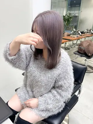 セミロング カラー ひかり／ベージュ ／透明感ベージュのヘアスタイル