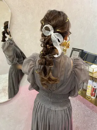 ロング ヘアアレンジ ヘアセット/レイヤー 赤み消し/はるかのヘアスタイル