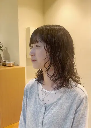 ミディアム パーマ 山口 陸のヘアスタイル