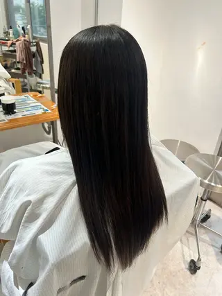 ロング 栄/海外風カラー/ ナチュラル縮毛のヘアスタイル