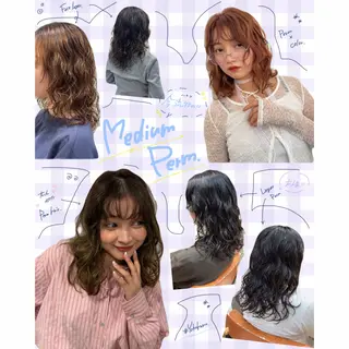 ミディアム パーマ 横浜パーマ🌐ボブ✨ 暖色カラーもえかのヘアスタイル