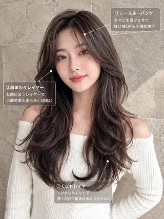 セミロング 透明感カラー/韓国レ イヤー/宮下知也のヘアスタイル