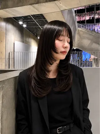 セミロング カラー 笠原 健人のヘアスタイル
