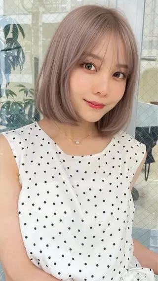 ミディアム レイヤー/顔周り ブリーチカラーのヘアスタイル