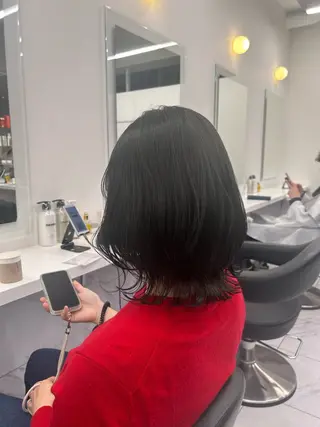 ミディアム カラー パーマ ヘアアレンジ メンズ キッズ ブリーチなしカラー/ ブラウン/レイヤーのヘアスタイル
