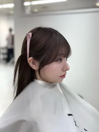 ロング ワンホンヘア 🤍𝑀𝐼𝐻𝑂のヘアスタイル
