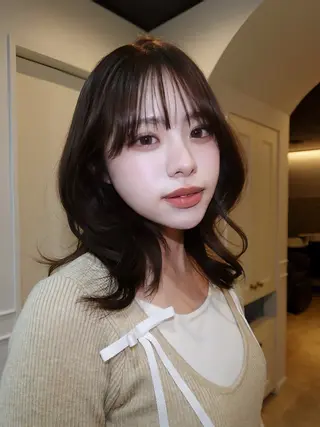 ミディアム カラー houda marinのヘアスタイル