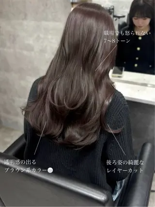 ロング 新宿/韓国レイヤー/ 顔まわり透明感カラーのヘアスタイル