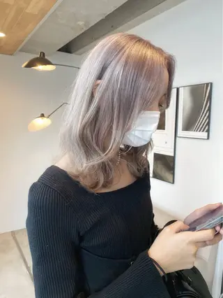 セミロング ダブルカラーベージュ 新潟/万代/髙橋魁真のヘアスタイル