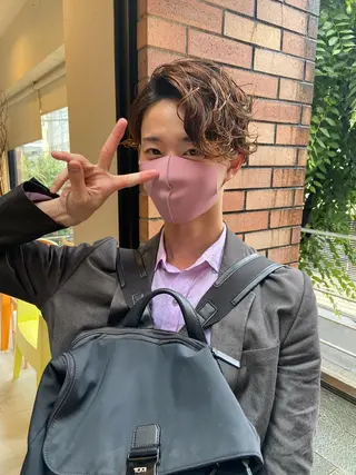 ショート カラー パーマ ヘアアレンジ メンズ ちこ .のヘアスタイル