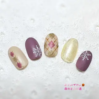 ネイル ショートネイル 森のさんぽ道のネイルデザイン