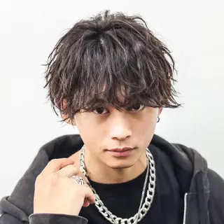 ショート カラー パーマ メンズ 🔥メンズ極🔥韓国 シャドウ/波巻き柿崎のヘアスタイル