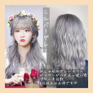 ミディアム カラー ヘアアレンジ 韓国レイヤーカット/ 儚げカラーチナツのヘアスタイル