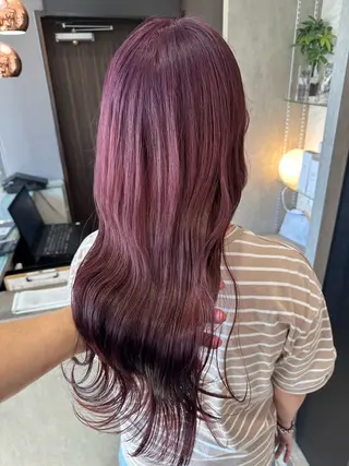 セミロング カラー 天神暖色カラー レイヤー・髪質改善のヘアスタイル