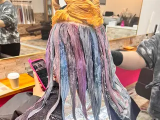 ミディアム カラー ヘアカラー&縮毛矯正 STAR☆RIVERのヘアスタイル