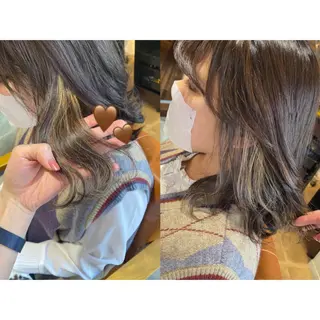 カラー 🩵盛れる顔周り/ 艶カラーemi🩵のヘアスタイル