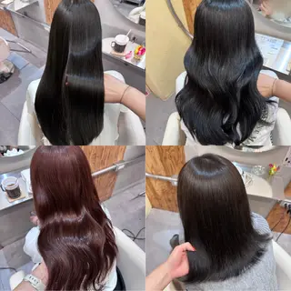 カラー パーマ 縮毛矯正/暖色カラー ピンクベージュのヘアスタイル