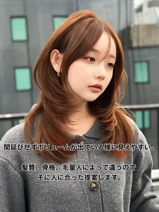 ロング カラー 盛れるベージュ✨韓国 レイヤーkanatoのヘアスタイル