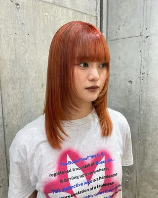 セミロング カラー ブリーチなしダブル ブリーチカラー優海のヘアスタイル