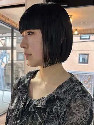 ショート カラー 縮毛矯正✖️ボブ職人 【圧倒的朝楽ボブ】のヘアスタイル