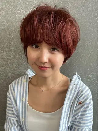 ショート カラー パーマ 🫧ボブ/縮毛矯正/ 小顔/ゆーな🫧のヘアスタイル