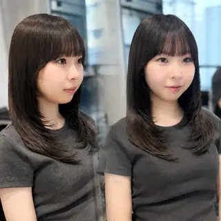 ミディアム カラー パーマ ヘアアレンジ 透明感カラー✂︎ YUKAのヘアスタイル