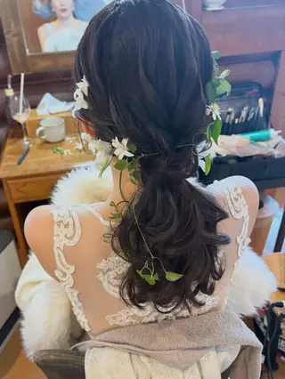セミロング ヘアアレンジ ボウ🪞ヘアセット /メイク/マツパのマツエク・マツパデザイン